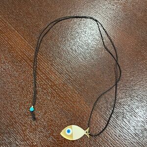 Fish Pendant Necklace with Blue Eye